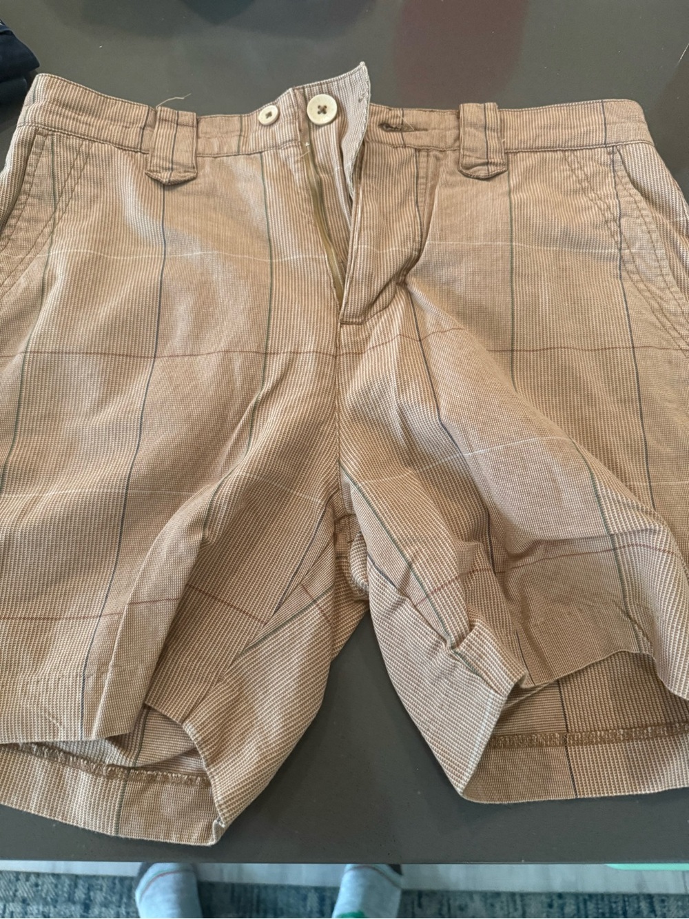 Insight Men's Tan Plaid Flat Front Shorts